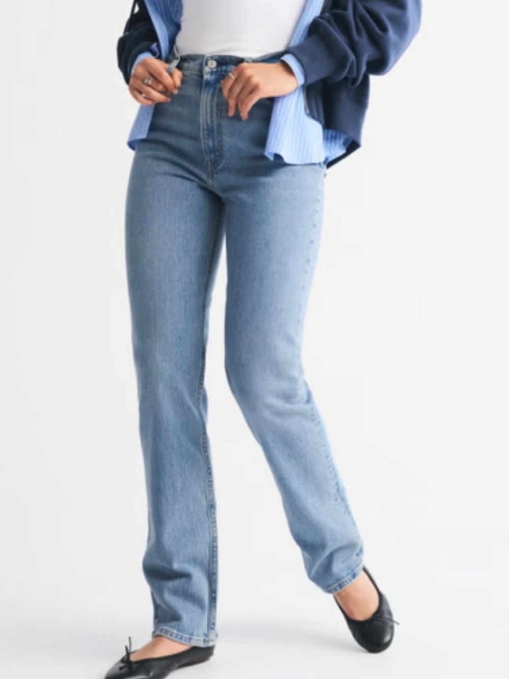 Abercrombie & Fitch Light Blue High Rise Straight Jeans